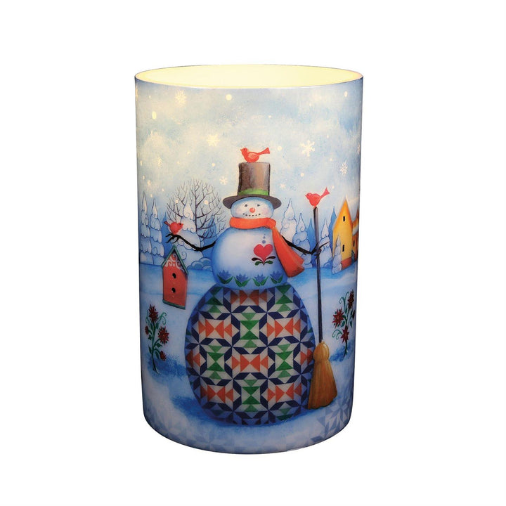 Jim Shore Heartwood Creek: Snowman with Cardinals Candle Sleeve sparkle-castle