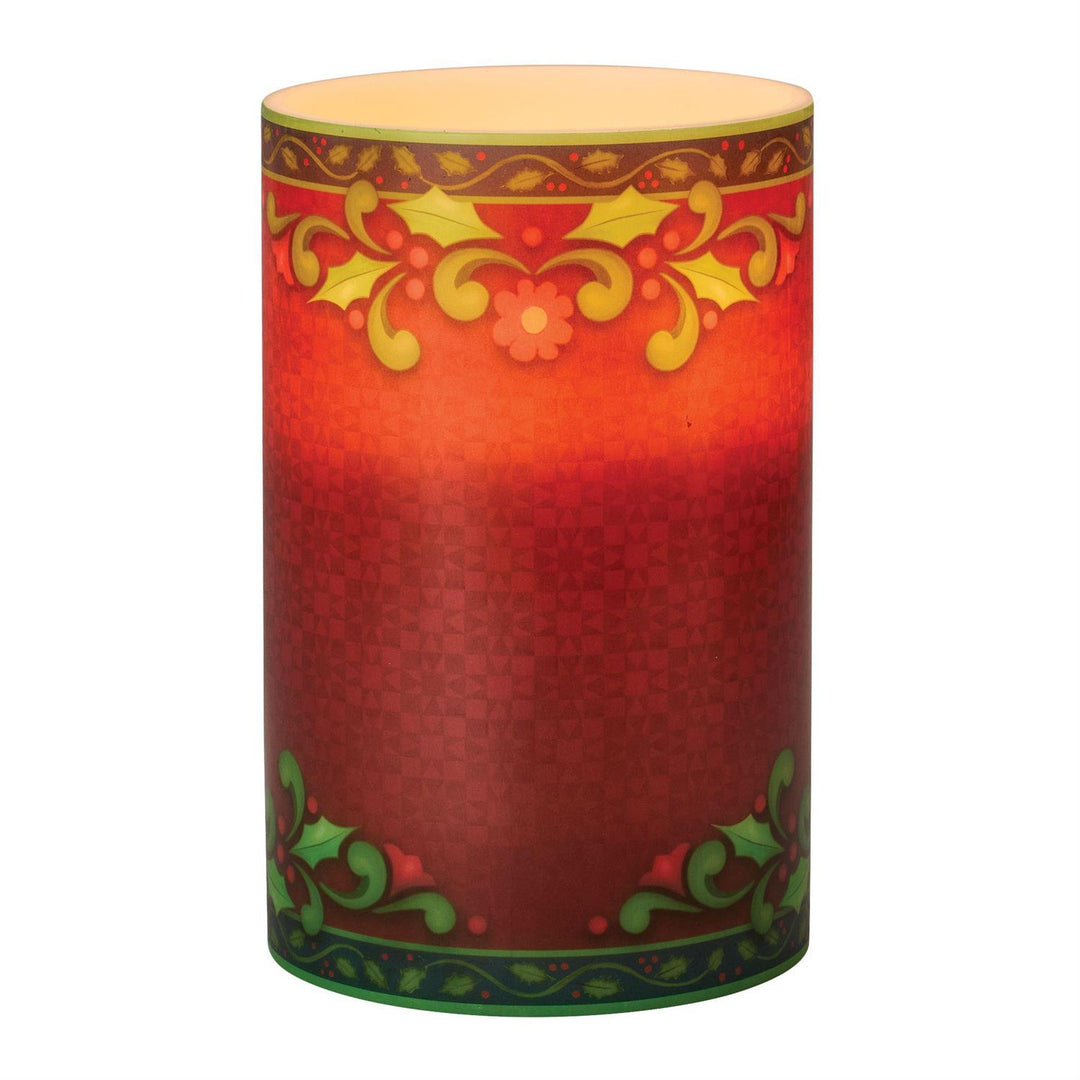 Jim Shore Heartwood Creek: Red & Green Candle Sleeve sparkle-castle