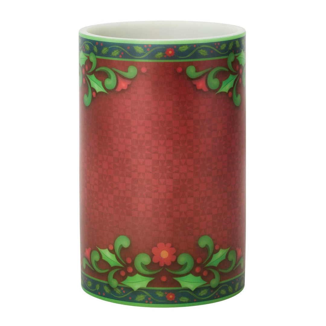 Jim Shore Heartwood Creek: Red & Green Candle Sleeve sparkle-castle