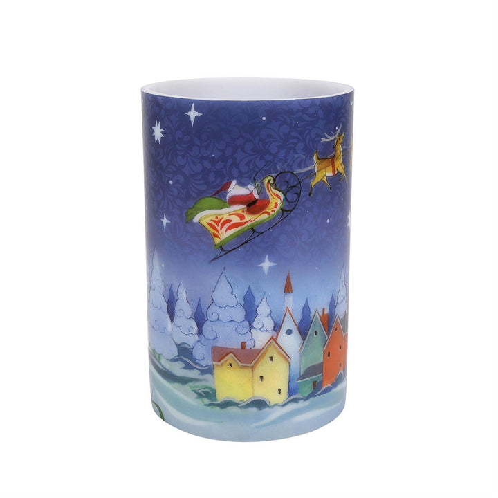 Jim Shore Heartwood Creek: Santa in Sleigh Candle Sleeve sparkle-castle