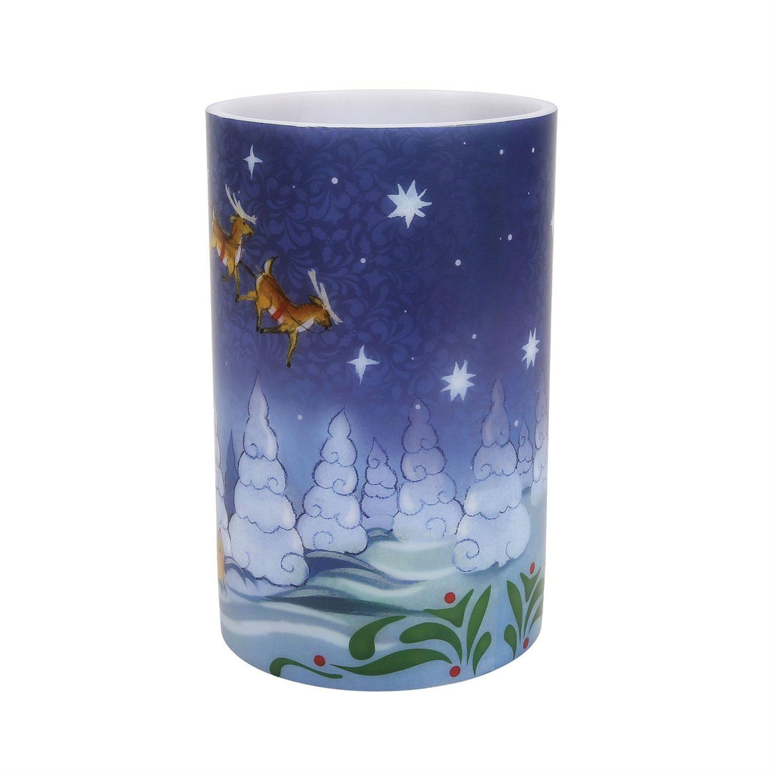 Jim Shore Heartwood Creek: Santa in Sleigh Candle Sleeve sparkle-castle
