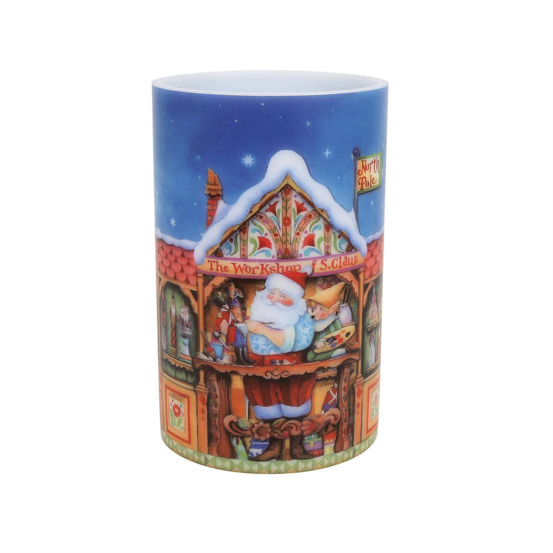 Jim Shore Heartwood Creek: Santa's Toy Shop Candle Sleeve sparkle-castle
