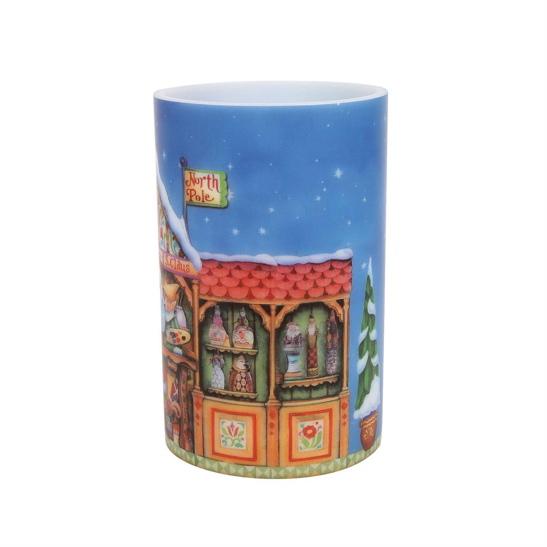 Jim Shore Heartwood Creek: Santa's Toy Shop Candle Sleeve sparkle-castle