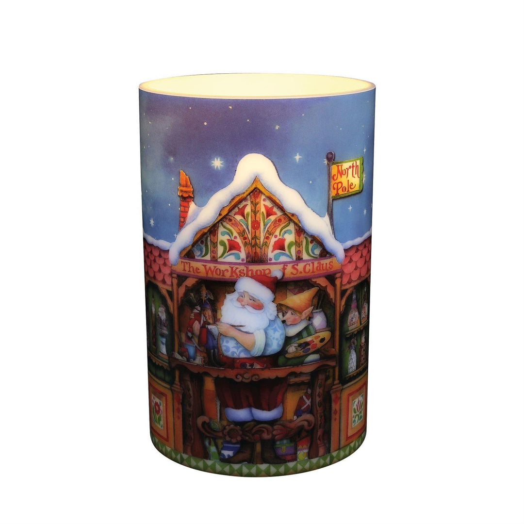 Jim Shore Heartwood Creek: Santa's Toy Shop Candle Sleeve sparkle-castle