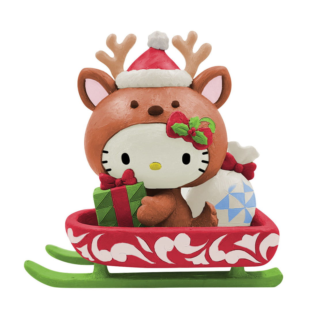 Jim Shore Sanrio: Hello Kitty Reindeer In Sleigh Figurine sparkle-castle