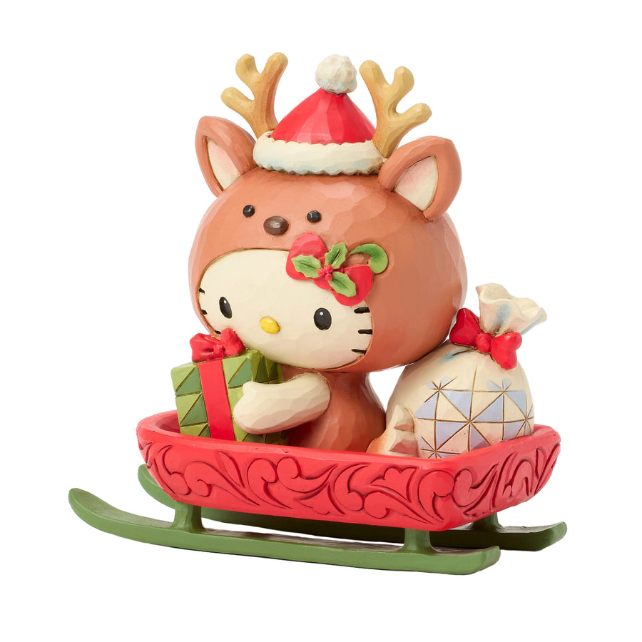 Jim Shore Sanrio: Hello Kitty Reindeer In Sleigh Figurine sparkle-castle