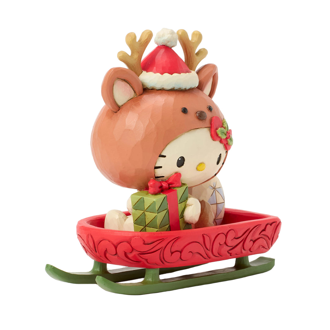 Jim Shore Sanrio: Hello Kitty Reindeer In Sleigh Figurine sparkle-castle