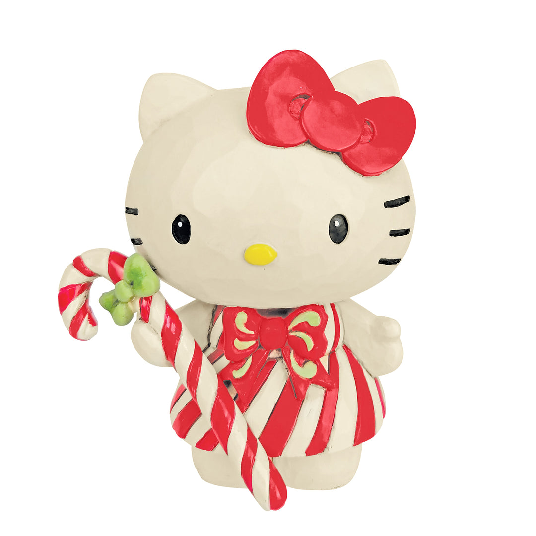 Jim Shore Sanrio: Hello Kitty Candy Cane Miniature Figurine sparkle-castle