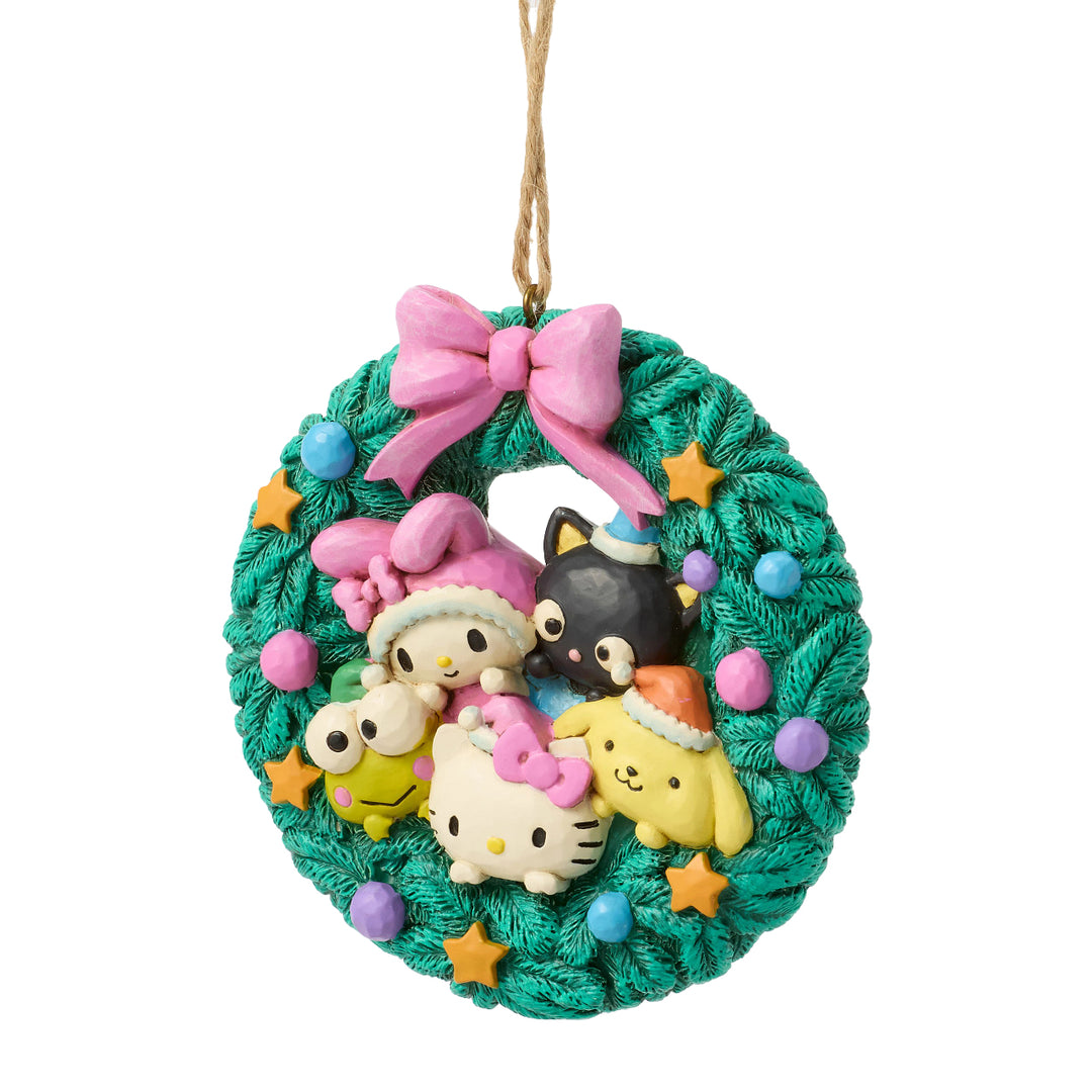 Jim Shore Sanrio: Hello Kitty & Friends In Wreath Hanging Ornament sparkle-castle