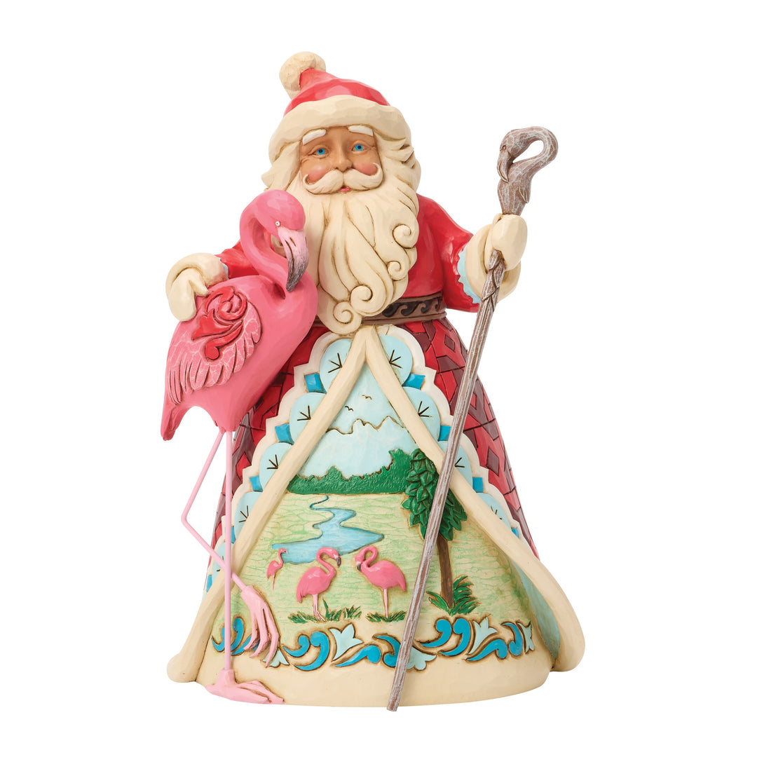 Jim Shore Heartwood Creek: Coastal Santa With Flamingo Figurine sparkle-castle