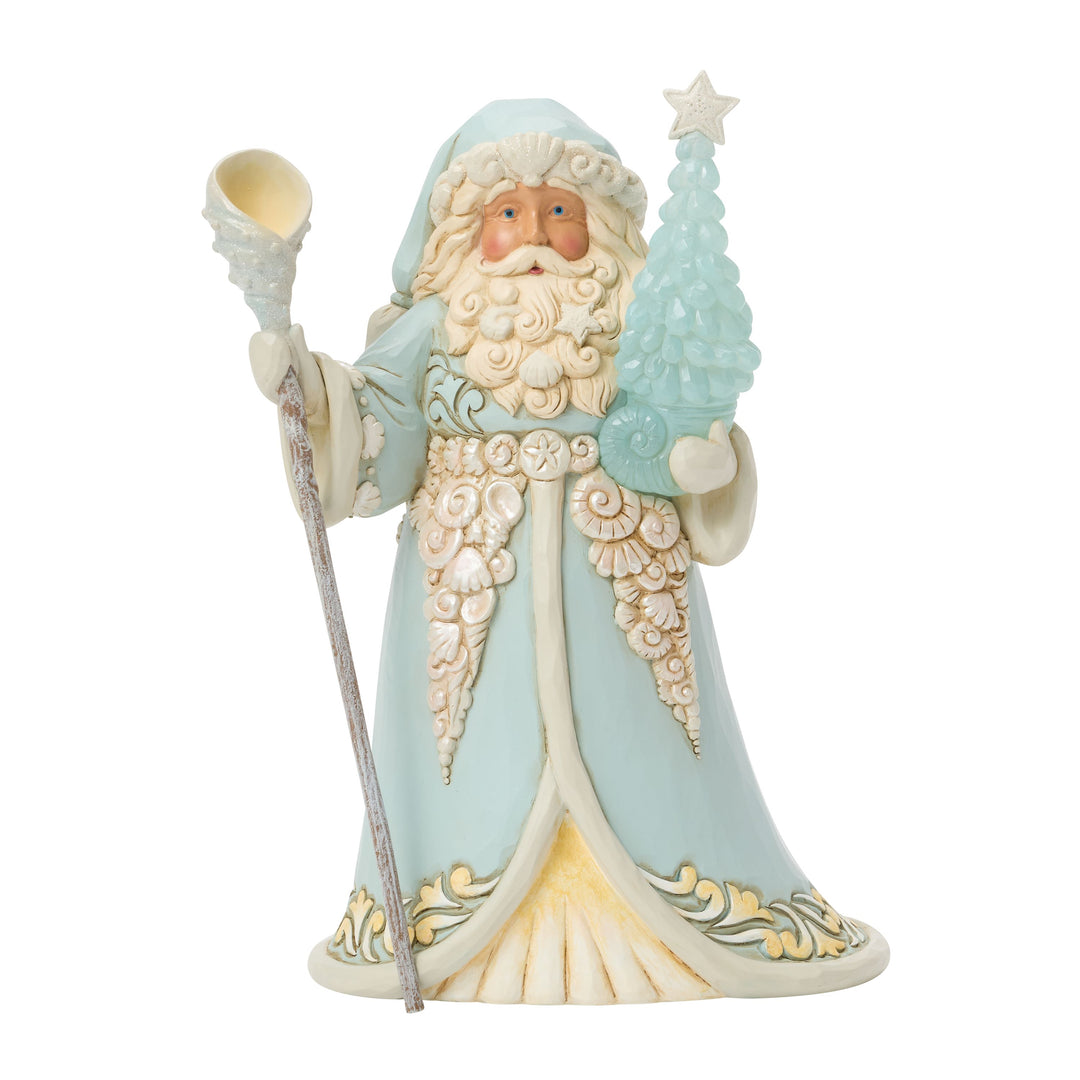 Jim Shore Heartwood Creek: Coastal Santa With Sea Glass Tree Figurine sparkle-castle
