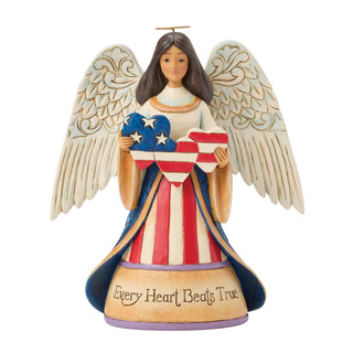 Jim Shore Heartwood Creek: Patriotic Angel Holding Heart Flag Figurine sparkle-castle