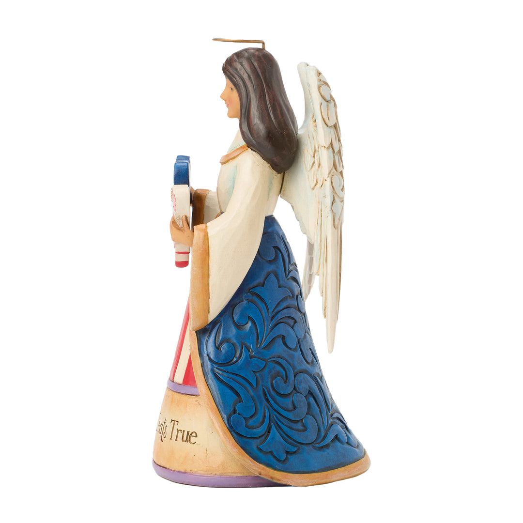 Jim Shore Heartwood Creek: Patriotic Angel Holding Heart Flag Figurine sparkle-castle