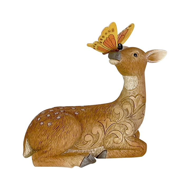 Jim Shore Heartwood Creek: Deer With Butterfly On Nose Miniature Figurine sparkle-castle