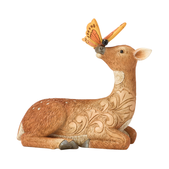 Jim Shore Heartwood Creek: Deer With Butterfly On Nose Miniature Figurine sparkle-castle