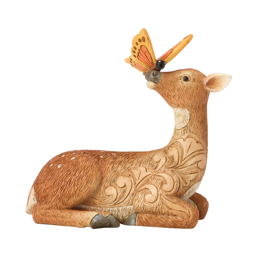 Jim Shore Heartwood Creek: Deer With Butterfly On Nose Miniature Figurine sparkle-castle