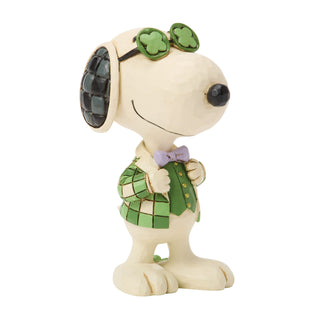 Jim Shore Peanuts: Snoopy In Plaid With Shamrock Glasses Miniature Figurine sparkle-castle