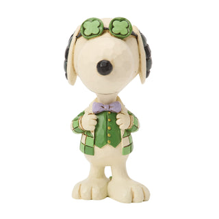 Jim Shore Peanuts: Snoopy In Plaid With Shamrock Glasses Miniature Figurine sparkle-castle
