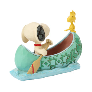 Jim Shore Peanuts: Snoopy & Woodstock In Canoe Figurine sparkle-castle