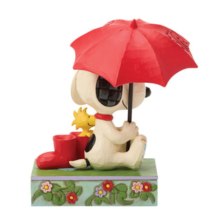 Jim Shore Peanuts: Snoopy Holding Umbrella With Woodstock Figurine sparkle-castle