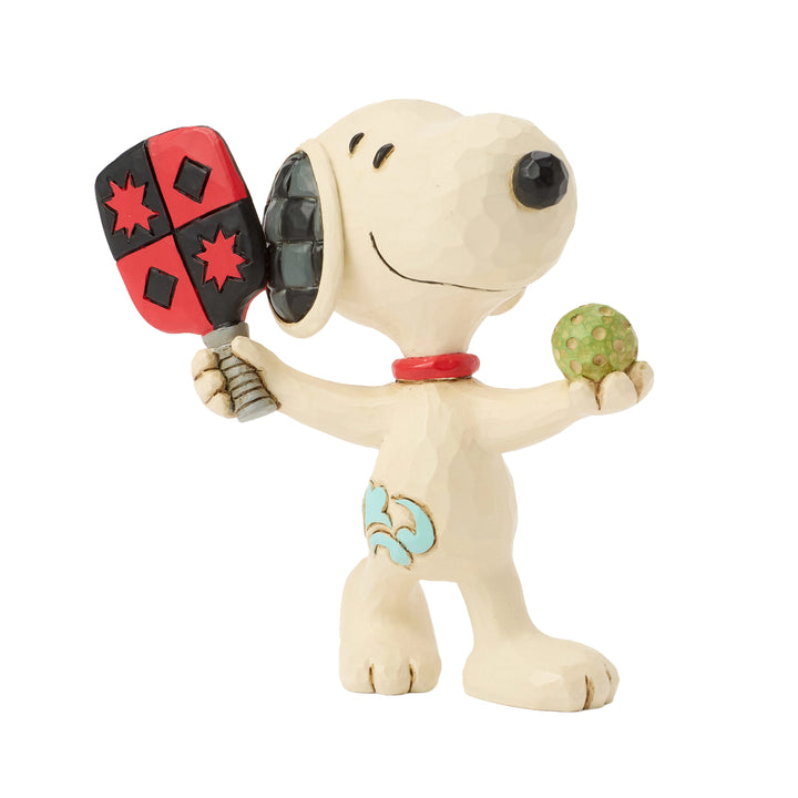 Jim Shore Peanuts: Snoopy Playing Pickleball Miniature Figurine sparkle-castle