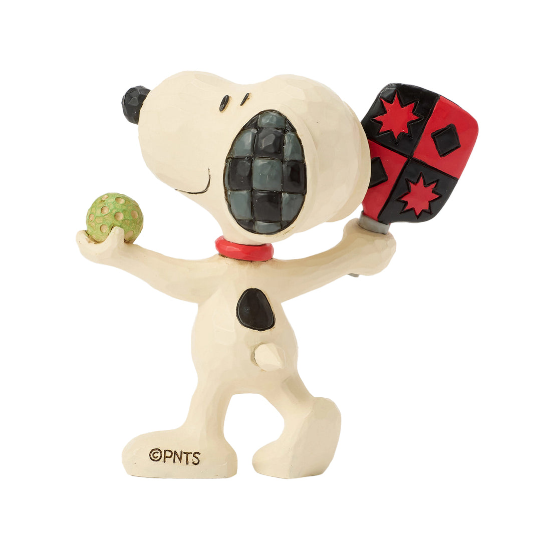 Jim Shore Peanuts: Snoopy Playing Pickleball Miniature Figurine sparkle-castle