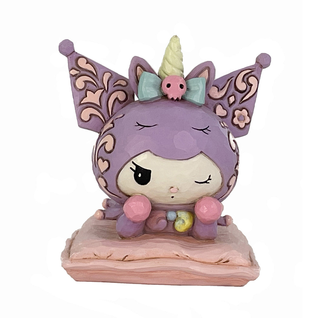 Jim Shore Sanrio: Kuromi Wearing Unicorn Pajamas Figurine sparkle-castle