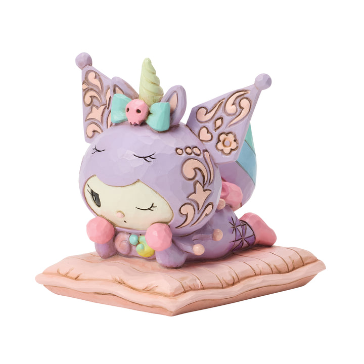 Jim Shore Sanrio: Kuromi Wearing Unicorn Pajamas Figurine sparkle-castle