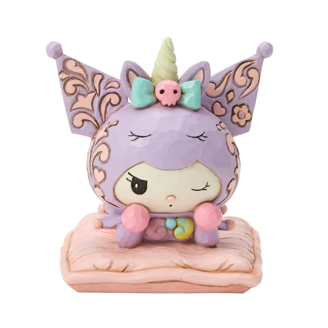 Jim Shore Sanrio: Kuromi Wearing Unicorn Pajamas Figurine sparkle-castle