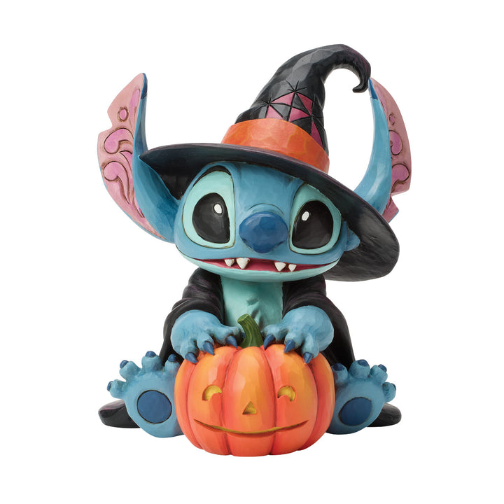 Jim Shore Disney Traditions: Stitch Witch With Jack-O-Lantern Figurine sparkle-castle