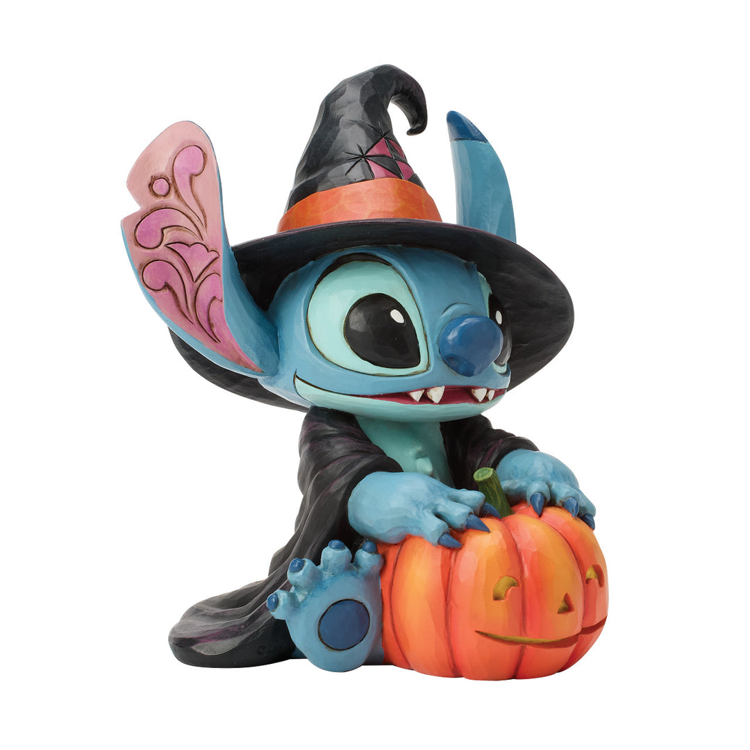 Jim Shore Disney Traditions: Stitch Witch With Jack-O-Lantern Figurine sparkle-castle