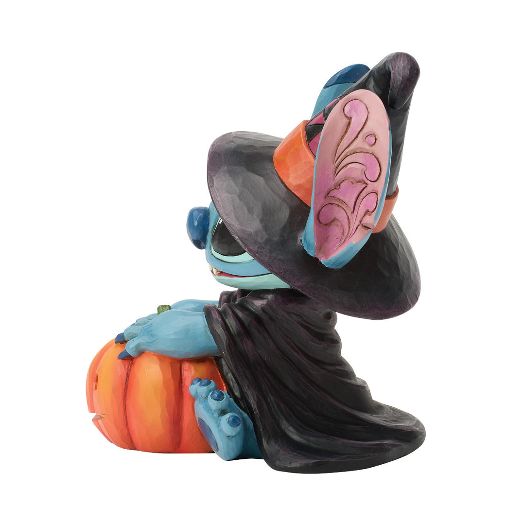 Jim Shore Disney Traditions: Stitch Witch With Jack-O-Lantern Figurine sparkle-castle