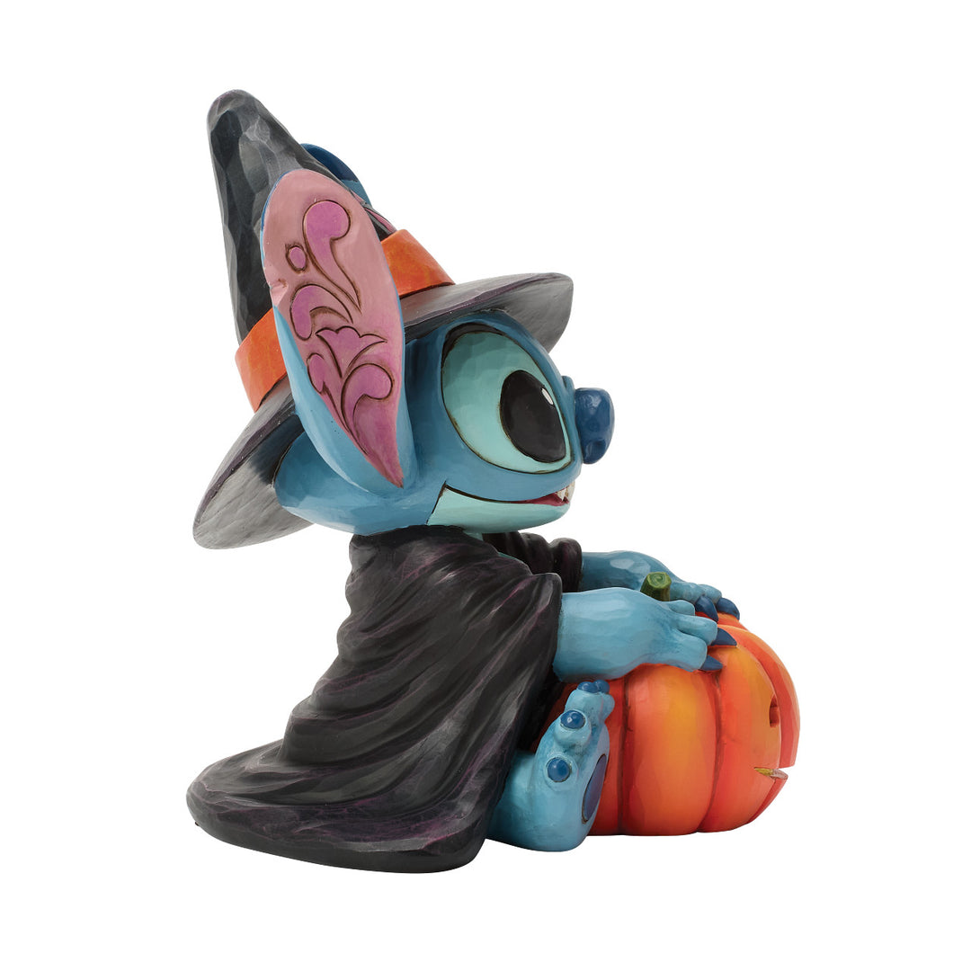 Jim Shore Disney Traditions: Stitch Witch With Jack-O-Lantern Figurine sparkle-castle