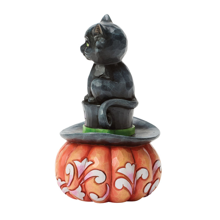 Jim Shore Heartwood Creek: Black Cat on Jack-O-Lantern In Top Hat Figurine sparkle-castle