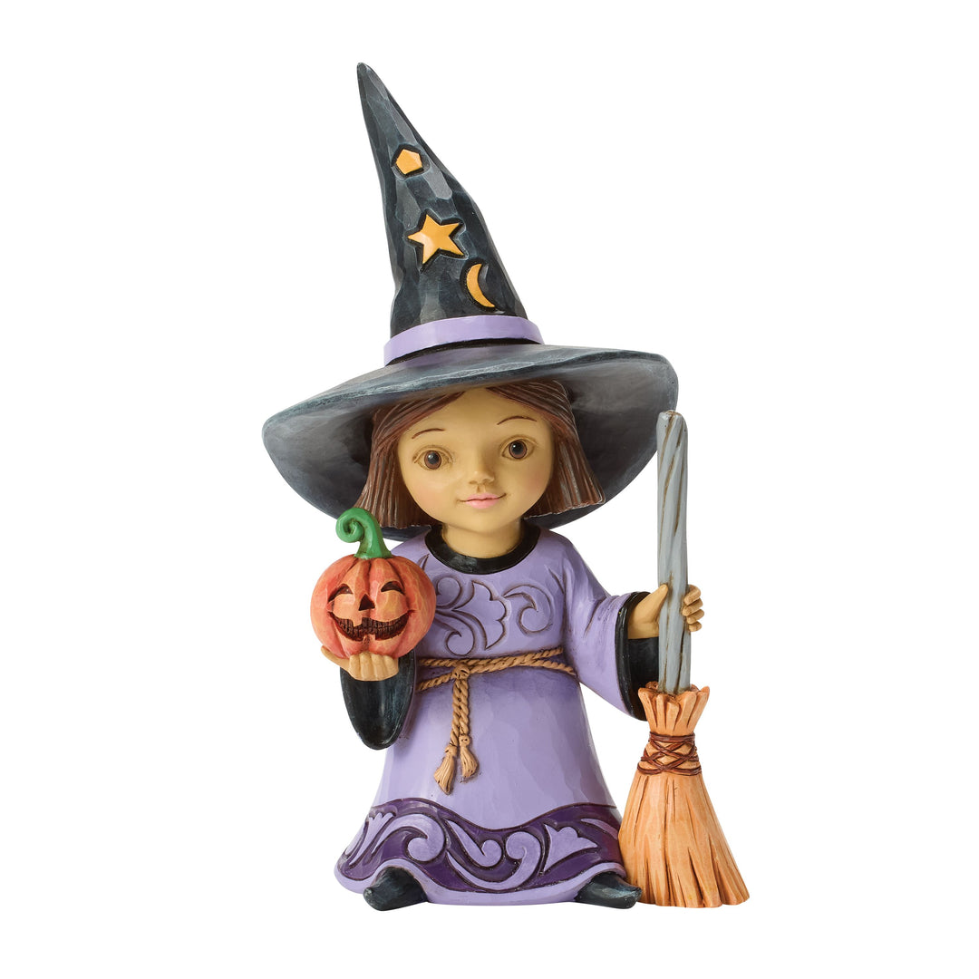 Jim Shore Heartwood Creek: Young Witch with Broom Figurine sparkle-castle