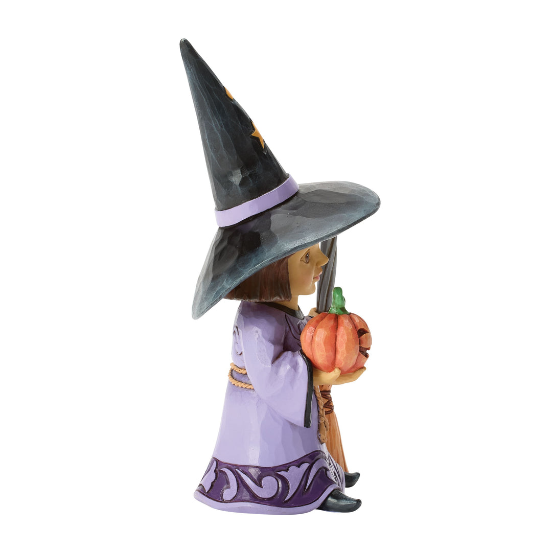 Jim Shore Heartwood Creek: Young Witch with Broom Figurine sparkle-castle