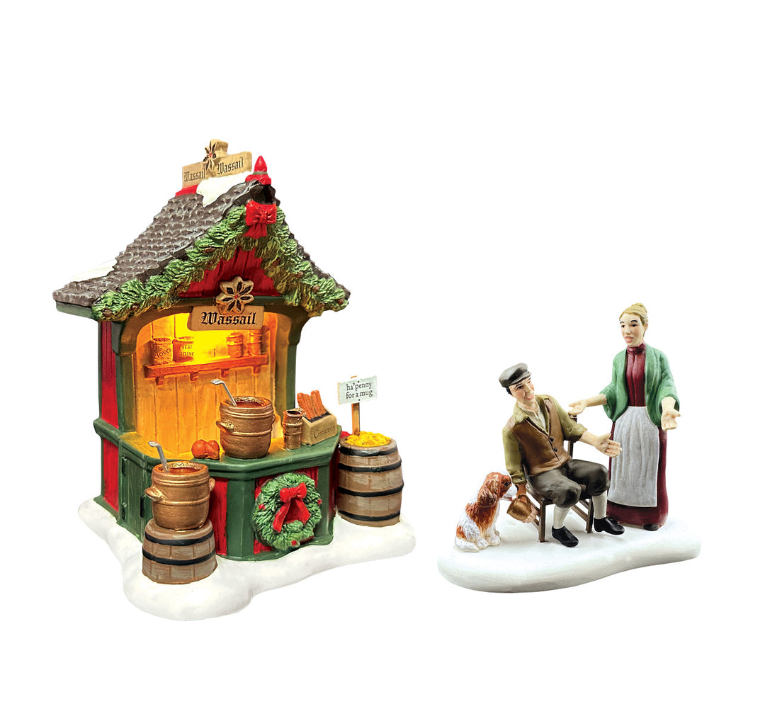 Department 56 Dickens Snow Village: Wassail Booth, Set of 2 sparkle-castle