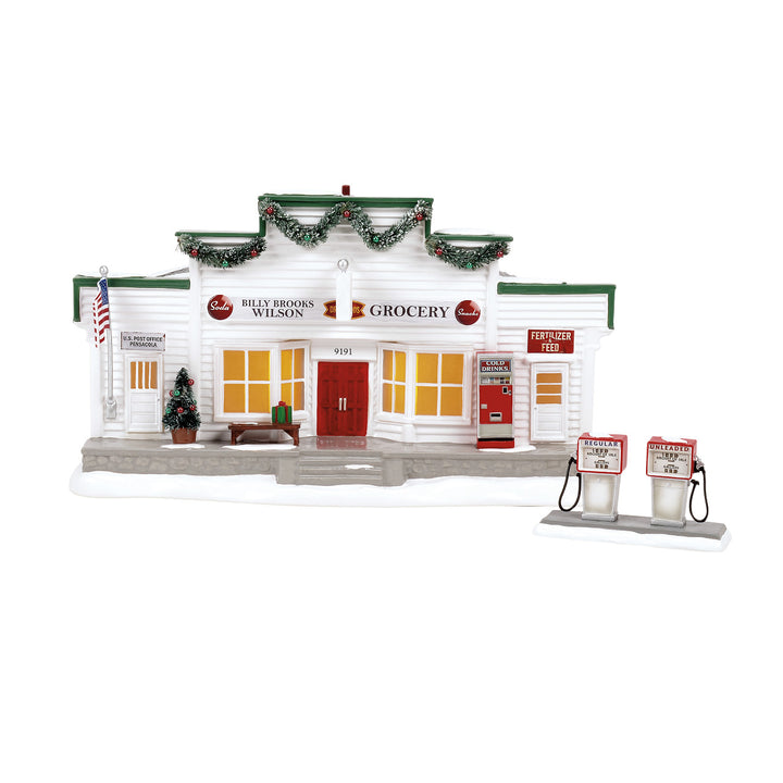 Department 56 Original Snow Village: Billy Brooks Grocer sparkle-castle