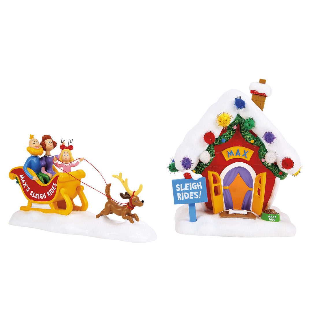 Department 56 Grinch Village: Max's Sleigh Rides, Set of 2 sparkle-castle