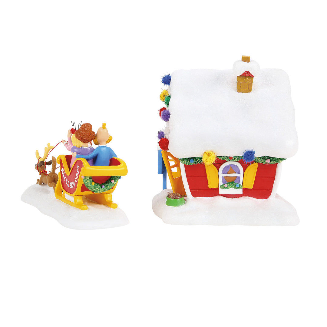 Department 56 Grinch Village: Max's Sleigh Rides, Set of 2 sparkle-castle