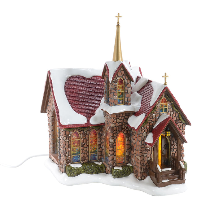 Department 56 Original Snow Village: 50th Chapel Of Abundant Grace sparkle-castle
