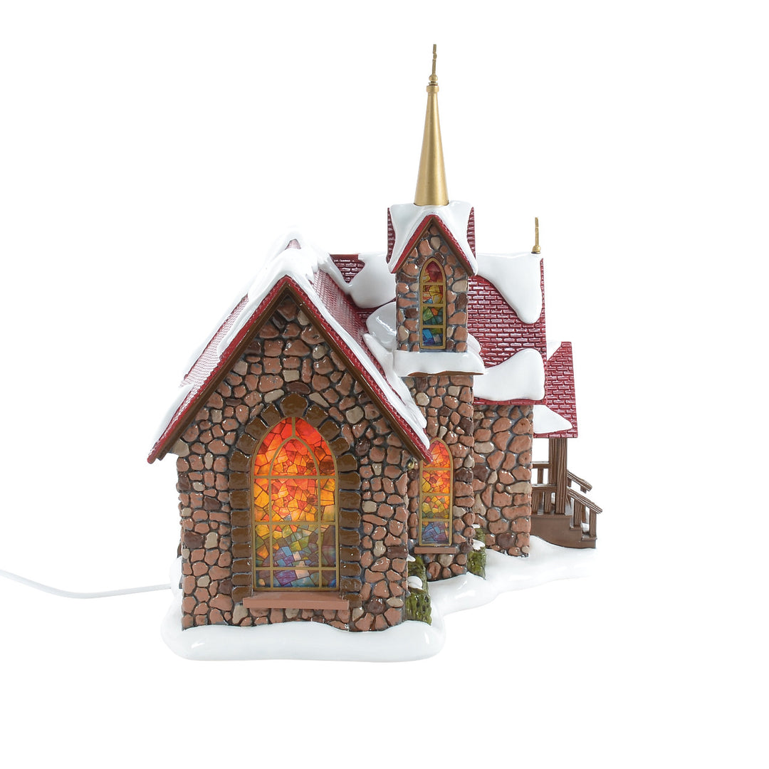 Department 56 Original Snow Village: 50th Chapel Of Abundant Grace sparkle-castle