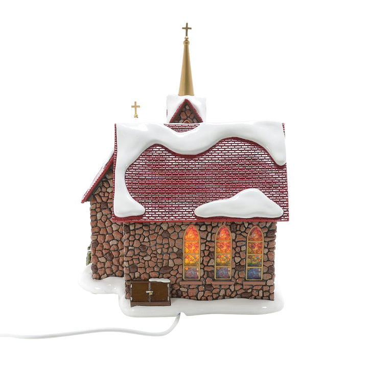 Department 56 Original Snow Village: 50th Chapel Of Abundant Grace sparkle-castle