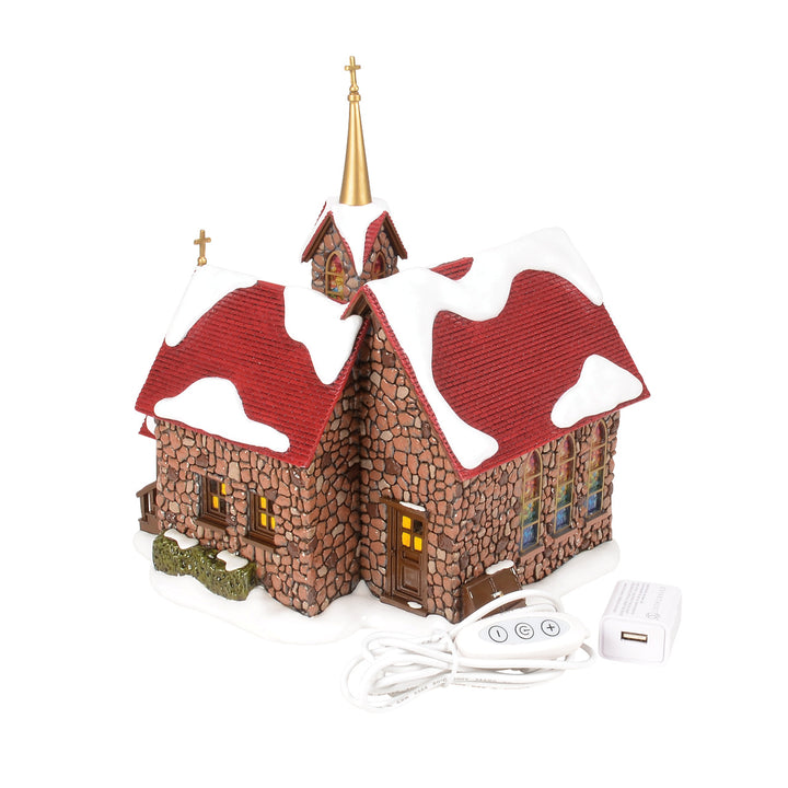 Department 56 Original Snow Village: 50th Chapel Of Abundant Grace sparkle-castle