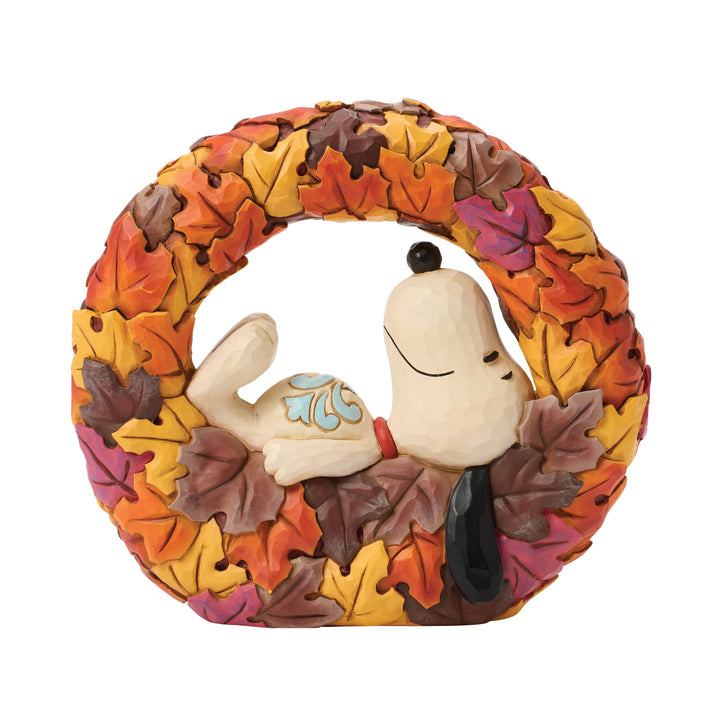 Jim Shore Peanuts: Snoopy On Fall Wreath Figurine sparkle-castle