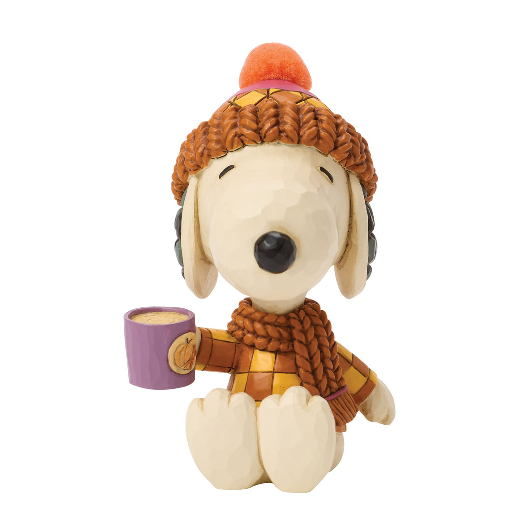 Jim Shore Peanuts: Snoopy Cozy For Fall With Mug Figurine sparkle-castle
