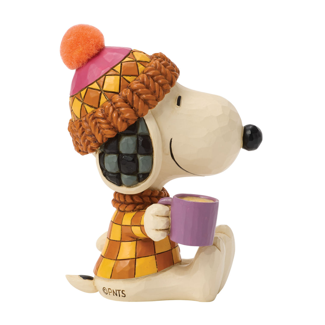 Jim Shore Peanuts: Snoopy Cozy For Fall With Mug Figurine sparkle-castle