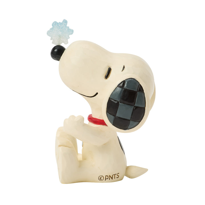 Jim Shore Peanuts: Snoopy With Snowflake on Nose Miniature Figurine sparkle-castle