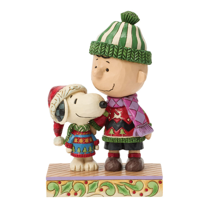Jim Shore Peanuts: Snoopy & Charlie In Christmas Sweaters Figurine sparkle-castle