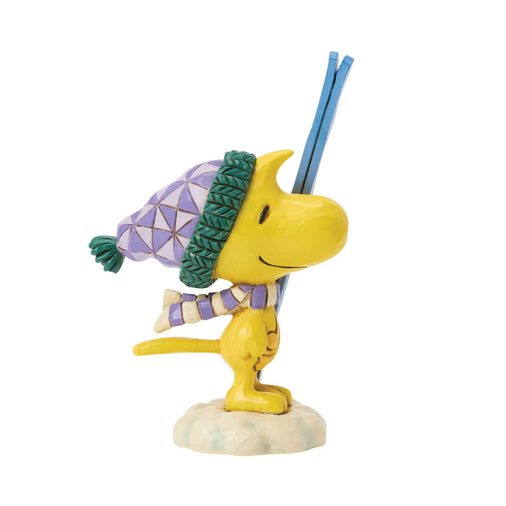 Jim Shore Peanuts: Woodstock with Skis Miniature Figurine sparkle-castle